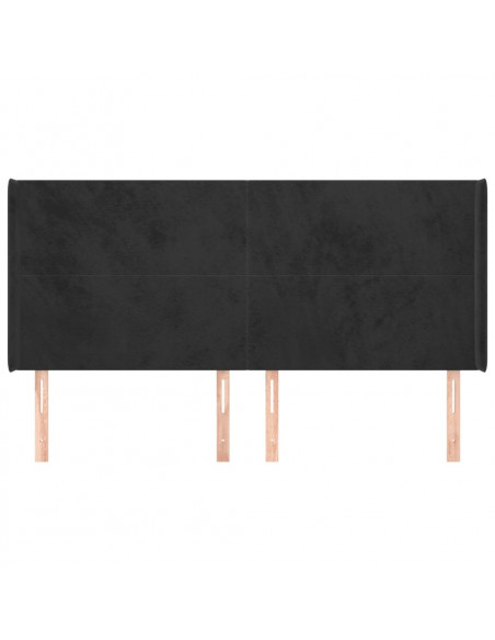 Testiera ad Orecchio Nera 163x16x118/128 cm in Velluto