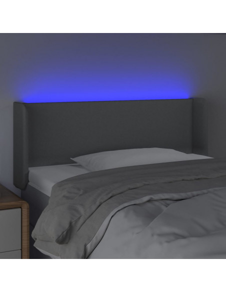 Testiera Grigio Chiaro a LED 83x16x78/88 cm in Tessuto