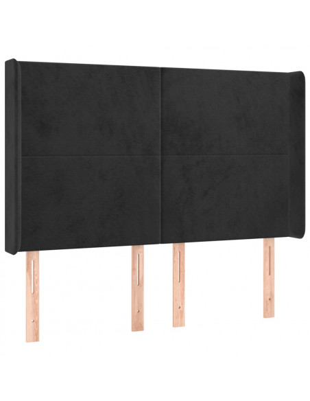 Testiera ad Orecchio Nera 147x16x118/128 cm in Velluto