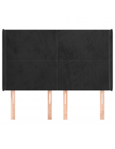 Testiera ad Orecchio Nera 147x16x118/128 cm in Velluto 2