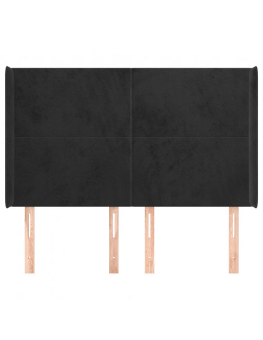 Testiera ad Orecchio Nera 147x16x118/128 cm in Velluto