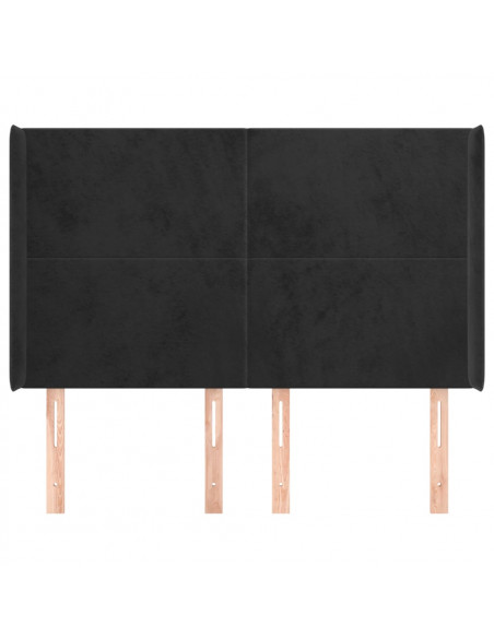 Testiera ad Orecchio Nera 147x16x118/128 cm in Velluto