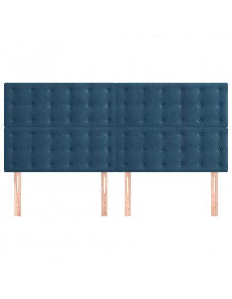 Testiere 4 pz Blu Scuro 100x5x78/88 cm in Velluto