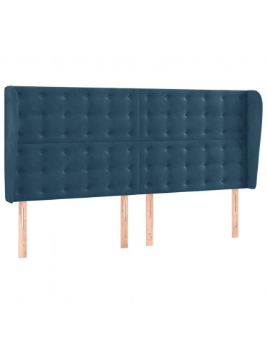 Testiera ad Orecchio Blu Scuro 203x23x118/128 cm in Velluto