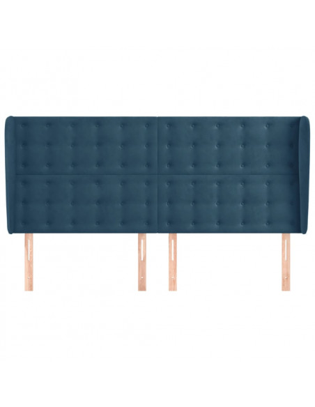 Testiera ad Orecchio Blu Scuro 203x23x118/128 cm in Velluto