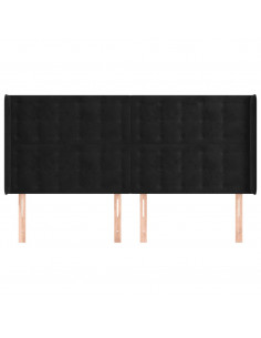 Testiera ad Orecchio Nera 203x16x118/128 cm in Velluto 2