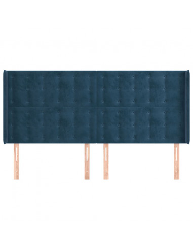 Testiera ad Orecchio Blu Scuro 203x23x118/128 cm in Velluto