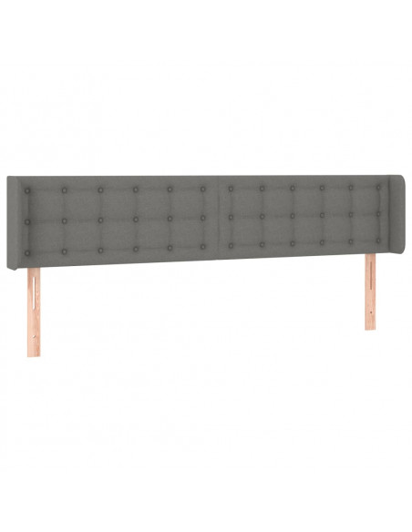 Testiera a LED Grigio Scuro 183x16x78/88 cm in Tessuto