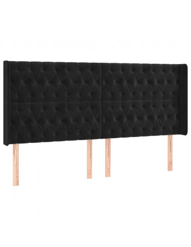 Testiera ad Orecchio Nera 183x16x118/128 cm in Velluto