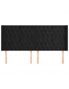 Testiera ad Orecchio Nera 183x16x118/128 cm in Velluto 2