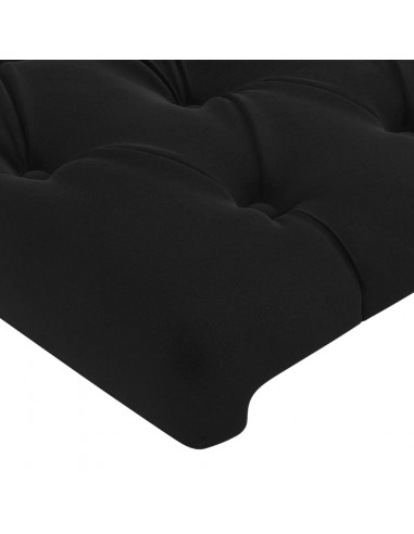 Testiera ad Orecchio Nera 183x16x118/128 cm in Velluto
