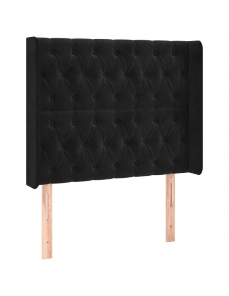 Testiera ad Orecchio Nera 93x16x118/128 cm in Velluto