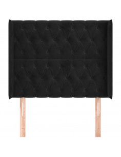 Testiera ad Orecchio Nera 93x16x118/128 cm in Velluto 2