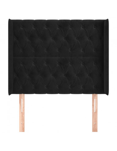 Testiera ad Orecchio Nera 93x16x118/128 cm in Velluto