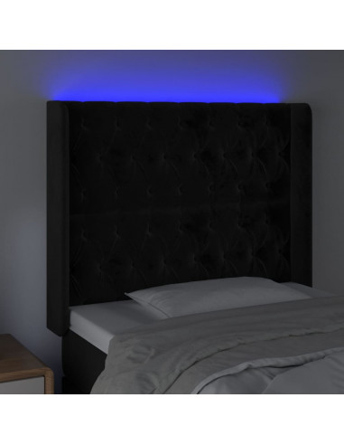 Testiera a LED nero 93x16x118/128 cm in Velluto