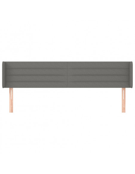 Testiera ad Orecchio Grigio Scuro 163x16x78/88 cm in Tessuto