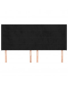 Testiera ad Orecchio Nera 203x16x118/128 cm in Velluto 2