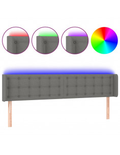 Testiera a LED Grigio Scuro 163x16x78/88 cm in Tessuto 2