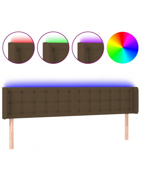 Testiera a LED Marrone Scuro 183x16x78/88 cm in Tessuto