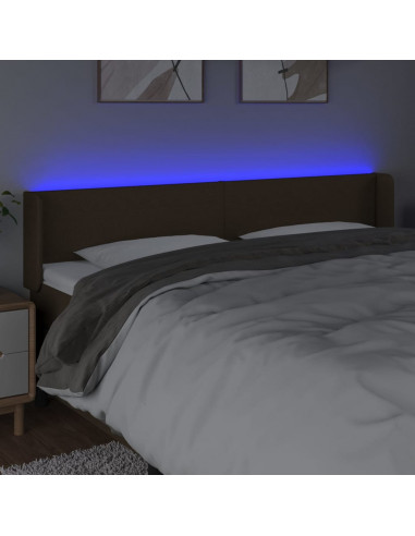 Testiera a LED Marrone Scuro 183x16x78/88 cm in Tessuto