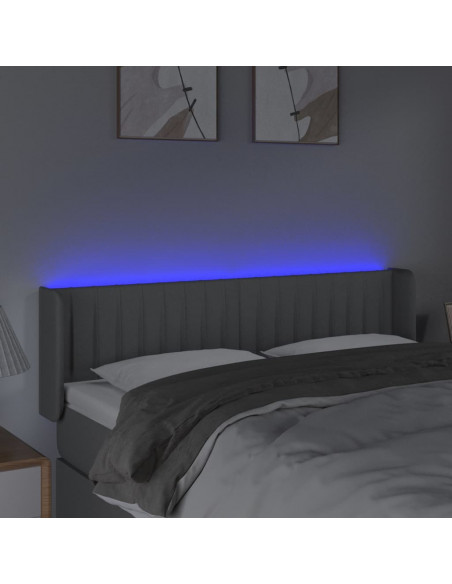 Testiera Grigio Chiaro a LED 147x16x78/88 cm in Tessuto