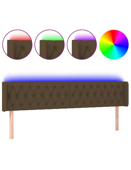 Testiera a LED Marrone Scuro 183x16x78/88 cm in Tessuto