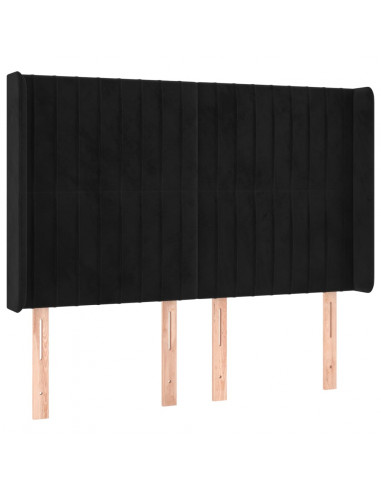 Testiera ad Orecchio Nera 147x16x118/128 cm in Velluto