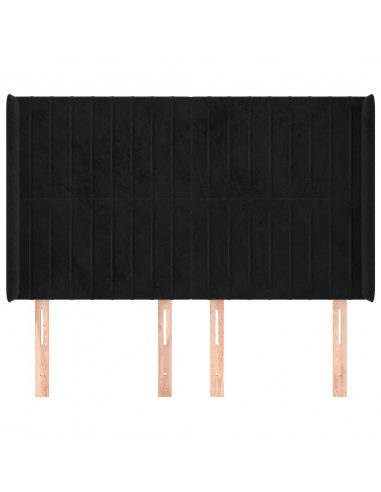 Testiera ad Orecchio Nera 147x16x118/128 cm in Velluto