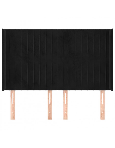 Testiera ad Orecchio Nera 147x16x118/128 cm in Velluto