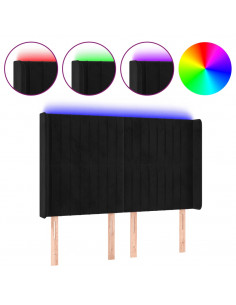 Testiera a LED Nera 147x16x118/128 cm in Velluto 2