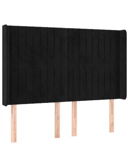 Testiera a LED Nera 147x16x118/128 cm in Velluto