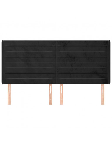 Testiera ad Orecchio Nera 183x16x118/128 cm in Velluto