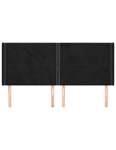 Testiera ad Orecchio Nera 183x16x118/128 cm in Velluto