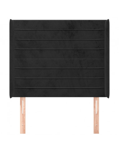 Testiera ad Orecchio Nera 103x16x118/128 cm in Velluto