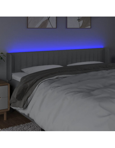 Testiera a LED Grigio Chiaro 163x16x78/88 cm in Tessuto