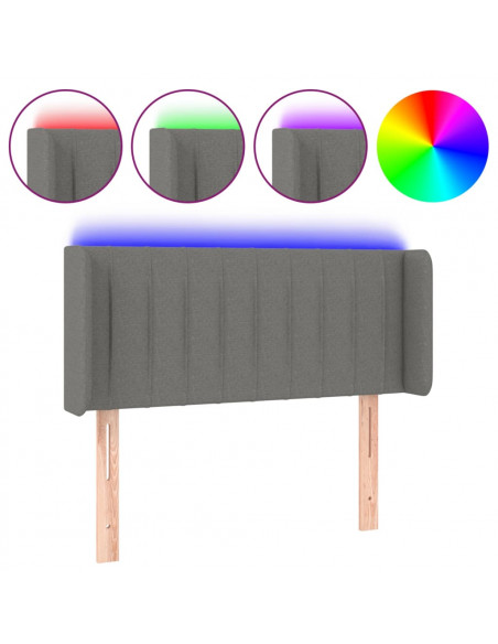 Testiera a LED Grigio Scuro 93x16x78/88 cm in Tessuto