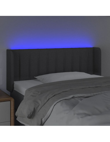 Testiera a LED Grigio Scuro 93x16x78/88 cm in Tessuto