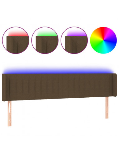 Testiera a LED Marrone Scuro 203x16x78/88 cm in Tessuto