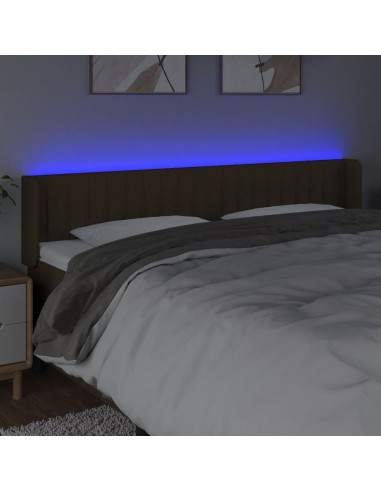 Testiera a LED Marrone Scuro 203x16x78/88 cm in Tessuto