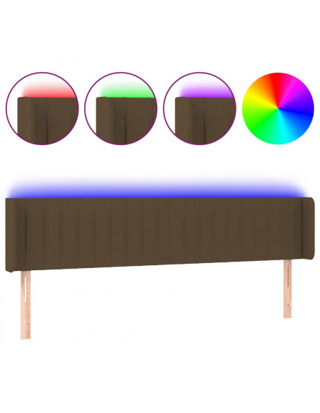Testiera a LED Marrone Scuro 163x16x78/88 cm in Tessuto