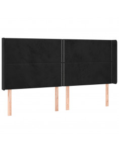 Testiera ad Orecchio Nera 163x16x118/128 cm in Velluto 2