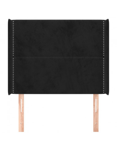 Testiera ad Orecchio Nera 83x16x118/128 cm in Velluto