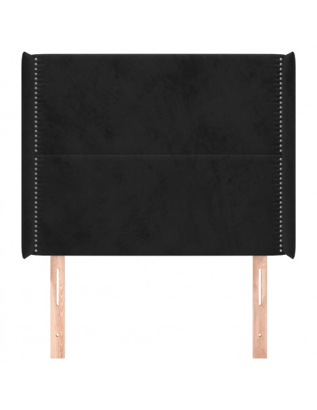 Testiera ad Orecchio Nera 83x16x118/128 cm in Velluto