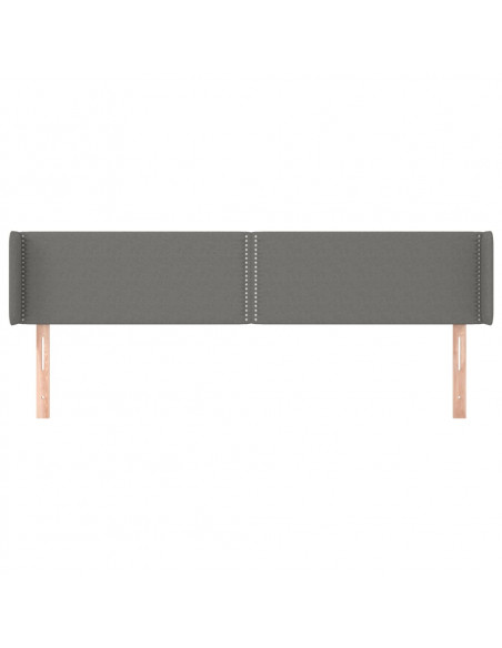 Testiera ad Orecchio Grigio Scuro 183x16x78/88 cm in Tessuto