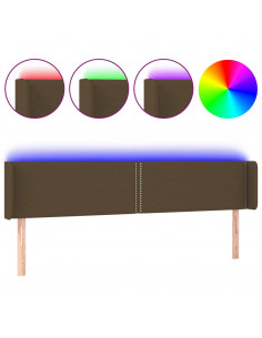 Testiera a LED Marrone Scuro 183x16x78/88 cm in Tessuto 2