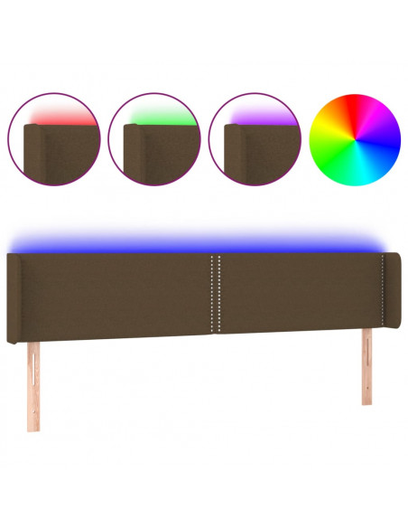 Testiera a LED Marrone Scuro 183x16x78/88 cm in Tessuto