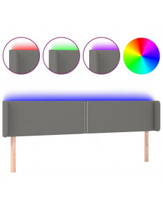 Testiera a LED Grigio Scuro 183x16x78/88 cm in Tessuto 2