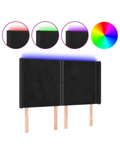 Testiera a LED Nera 147x16x118/128 cm in Velluto 2