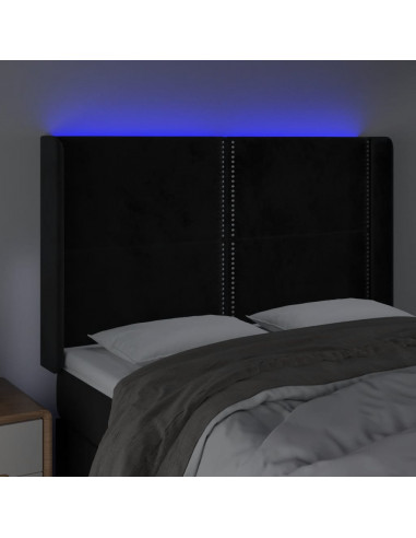 Testiera a LED Nera 147x16x118/128 cm in Velluto