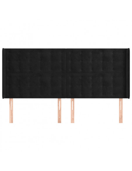 Testiera ad Orecchio Nera 183x16x118/128 cm in Velluto